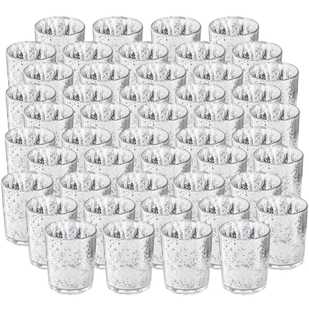 Mercury Glass Silver Candle Holders